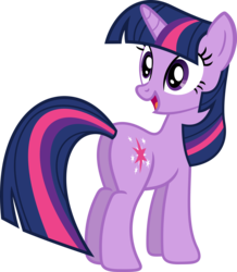 Size: 3107x3566 | Tagged: safe, artist:porygon2z, twilight sparkle, pony, unicorn, g4, butt, female, high res, looking back, looking over shoulder, mare, open mouth, plot, simple background, solo, transparent background, twibutt, unicorn twilight, vector