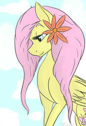 Size: 827x1199 | Tagged: safe, artist:silversprinkles, fluttershy, g4, female, flower in hair, solo