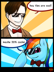 Size: 600x800 | Tagged: safe, artist:norang94, rainbow dash, g4, 20% cooler, blazer, bowtie, bowties are cool, clothes, doctor who, eleventh doctor, shirt, sunglasses