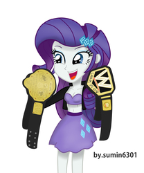 Size: 1536x1842 | Tagged: safe, artist:sumin6301, rarity, equestria girls, g4, adorasexy, belly button, belt, bra, championship belt, cleavage, clothes, cute, female, midriff, sexy, solo, underwear, wrestling, wwe