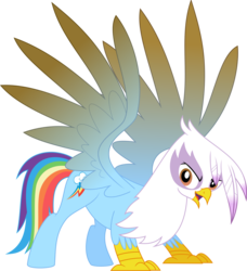 Size: 3445x3780 | Tagged: safe, artist:kaylathehedgehog, gilda, rainbow dash, classical hippogriff, hippogriff, g4, fusion, high res