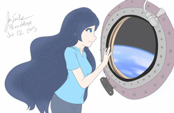 Size: 1280x832 | Tagged: safe, artist:jonfawkes, princess luna, human, g4, 30 minute art challenge, astronaut, female, humanized, international space station, planet, solo, space, space station