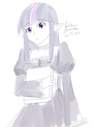 Size: 1280x1741 | Tagged: safe, artist:jonfawkes, twilight sparkle, human, g4, 30 minute art challenge, elf ears, gothic lolita, humanized, lolita fashion