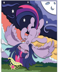 Size: 825x1016 | Tagged: safe, artist:the-paper-pony, twilight sparkle, alicorn, pony, g4, both cutie marks, chest fluff, craft, eyes closed, female, mare, shadowbox, solo, twilight sparkle (alicorn)