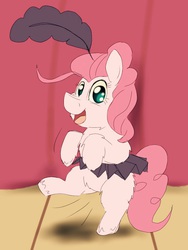 Size: 768x1024 | Tagged: safe, artist:fluffsplosion, pinkie pie, fluffy pony, g4, over a barrel, clothes, dancing, pinkiefluff, solo, tutu