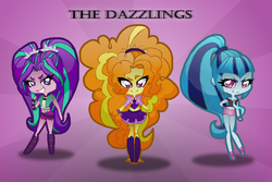 Size: 1500x1000 | Tagged: safe, artist:animafreak0714, adagio dazzle, aria blaze, sonata dusk, equestria girls, g4, belly button, chibi, clothes, midriff, skirt, the dazzlings