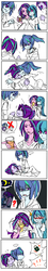 Size: 500x2800 | Tagged: safe, artist:hisshi shoujo, aria blaze, sonata dusk, equestria girls, g4, blushing, caught, comic, female, lesbian, magical lesbian spawn, offspring, parent:aria blaze, parent:sonata dusk, parents:arisona, pixiv, ship:arisona, shipping, spit take