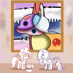 Size: 1000x1000 | Tagged: safe, artist:empyu, pinkie pie, rarity, g4, abstract, duo