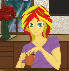 Size: 2000x2076 | Tagged: safe, artist:painytoxa, sunset shimmer, human, g4, female, high res, humanized, solo