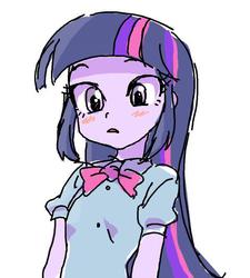 Size: 480x534 | Tagged: safe, artist:baekgup, twilight sparkle, equestria girls, g4, blushing, female, simple background, solo