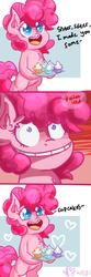 Size: 640x1920 | Tagged: safe, artist:mewy101, pinkie pie, earth pony, pony, g4, bipedal, comic, grimcute, imminent death, mood whiplash, seems legit