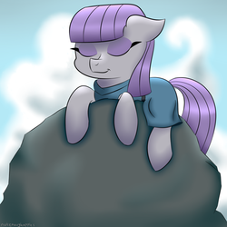 Size: 1280x1280 | Tagged: safe, artist:notenoughapples, maud pie, g4, cute, female, maudabetes, rock, sleeping, solo