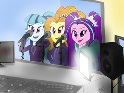 Size: 2048x1536 | Tagged: safe, artist:officialroyalpony, adagio dazzle, aria blaze, sonata dusk, equestria girls, g4, studio, the dazzlings