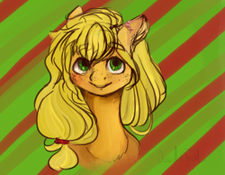 Size: 548x426 | Tagged: safe, artist:afternoondreams0, applejack, g4, female, hatless, looking at you, missing accessory, smiling, solo