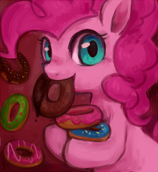 Size: 400x434 | Tagged: safe, artist:kei05, pinkie pie, earth pony, pony, g4, donut, female, food, mare, pixiv, solo