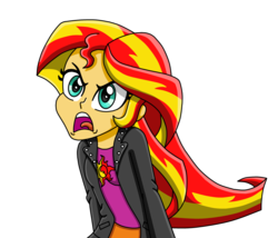 Size: 919x785 | Tagged: safe, artist:drinkyourvegetable, sunset shimmer, equestria girls, g4, my little pony equestria girls, female, simple background, solo, transparent background, yelling