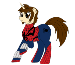 Size: 2645x2303 | Tagged: safe, artist:edcom02, artist:jmkplover, pony, unicorn, spiders and magic: rise of spider-mane, ben reilly, crossover, high res, male, marvel, peter parker, ponified, simple background, spider-man, transparent background