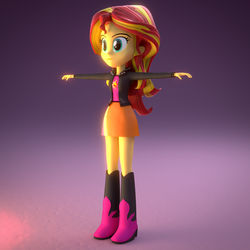 Size: 1080x1080 | Tagged: safe, artist:camtwo, artist:creatorofpony, sunset shimmer, equestria girls, g4, my little pony equestria girls: rainbow rocks, 3d, blender, female, pose, solo, sunset shimmer's skirt, t pose