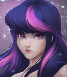 Size: 750x872 | Tagged: safe, artist:elekitelik, twilight sparkle, human, g4, humanized, portrait