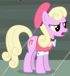 Size: 316x340 | Tagged: safe, screencap, luckette, earth pony, pony, g4, rarity takes manehattan, season 4, clothes, female, hat, mare, solo