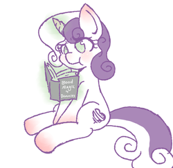 Size: 616x599 | Tagged: safe, artist:shotaconcandy, sweetie belle, pony, g4, blood mage sweetie belle, female, reading, solo