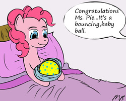 Size: 1493x1200 | Tagged: safe, artist:crookedsprite, pinkie pie, earth pony, pony, g4, ball, newborn