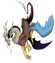 Size: 1461x1687 | Tagged: safe, artist:littledarkdragon, discord, draconequus, g4, flying, male, simple background, solo, transparent background