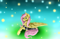 Size: 977x639 | Tagged: safe, artist:twilightmeep, fluttershy, pegasus, pony, g4, clothes, prison, prison outfit, prison stripes, prisoner, solo