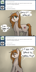 Size: 950x1900 | Tagged: safe, artist:stupidyou3, oc, oc only, oc:chiclet, ask ponyville hunters, solo, tumblr