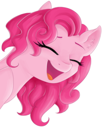 Size: 998x1242 | Tagged: safe, artist:pinkamenaspy, pinkie pie, g4, ear fluff, eyes closed, laughing, simple background, smiling, transparent background
