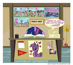 Size: 4094x3650 | Tagged: safe, artist:invictusnoctis, g4, book, finals, finals week, life, sleeping, solo, twilight scepter