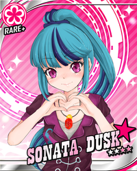 Size: 1046x1306 | Tagged: safe, alternate version, artist:d-tomoyo, sonata dusk, human, g4, cute, female, heart hands, humanized, idol, idolmaster, solo