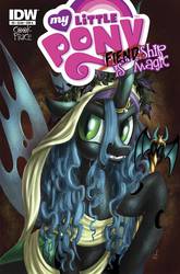 Size: 791x1200 | Tagged: safe, artist:amy mebberson, idw, queen chrysalis, fiendship is magic, g4, cover, idw advertisement
