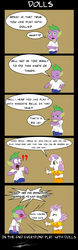 Size: 2000x6398 | Tagged: safe, artist:beowulf100, spike, sweetie belle, anthro, g4, awkward, barbie doll, comic, cute, doll, female, kids, male, ship:spikebelle, shipping, straight