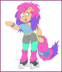 Size: 599x692 | Tagged: safe, artist:idiotfarm, oc, oc only, anthro, 80s, clothes, solo