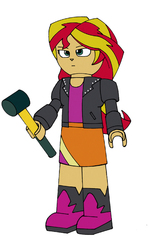 Size: 508x850 | Tagged: safe, artist:combatkaiser, sunset shimmer, equestria girls, g4, female, kre-o, kreon, simple background, sledgehammer, solo