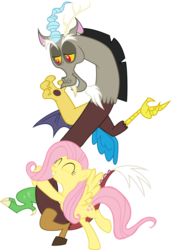 Size: 8916x13021 | Tagged: safe, artist:spottedlions, discord, fluttershy, g4, absurd resolution, female, hug, male, ship:discoshy, shipping, simple background, straight, transparent background, vector