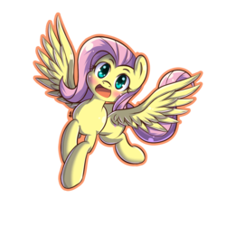 Size: 1024x1024 | Tagged: safe, artist:tikrs007, fluttershy, pegasus, pony, g4, blushing, female, looking at you, mare, open mouth, open smile, simple background, smiling, solo, spread wings, transparent background, wings