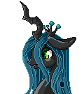 Size: 120x135 | Tagged: safe, artist:nyunimu, queen chrysalis, changeling, changeling queen, g4, crown, female, jewelry, pixel art, regalia, solo