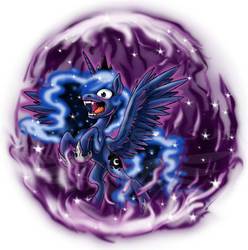 Size: 800x806 | Tagged: safe, artist:sonicpegasus, princess luna, g4, fangs, female, rearing, solo, spread wings