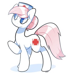 Size: 1280x1436 | Tagged: safe, artist:kilo, nurse redheart, earth pony, pony, g4, colored pupils, female, mare, raised hoof, solo