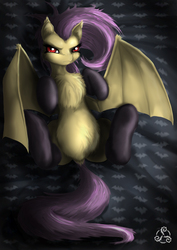 Size: 2480x3508 | Tagged: safe, artist:taliesin-the-dragoon, fluttershy, g4, bellyrubs, chest fluff, clothes, female, flutterbat, high res, on back, socks, solo, spread wings