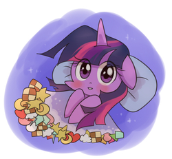 Size: 1300x1200 | Tagged: safe, artist:joycall6, twilight sparkle, g4, bed, blushing, cute, female, pillow, solo