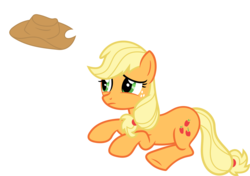 Size: 3499x2460 | Tagged: safe, artist:porygon2z, applejack, earth pony, pony, g4, female, hat, hatless, high res, mare, missing accessory, sad, simple background, solo, thought bubble, transparent background, vector