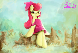 Size: 1280x875 | Tagged: safe, artist:sverre93, apple bloom, earth pony, pony, semi-anthro, g4, clothes, cottagecore, dress, female, older, older apple bloom, solo