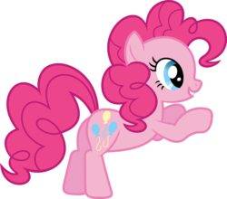 Size: 3560x3130 | Tagged: safe, artist:porygon2z, pinkie pie, earth pony, pony, g4, bipedal, female, high res, leaning, simple background, solo, transparent background, vector