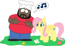 Size: 2106x1503 | Tagged: safe, artist:t95master, fluttershy, pony, g4, chef, chef (south park), crossover, duo, male, south park
