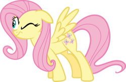 Size: 3540x2314 | Tagged: safe, artist:porygon2z, fluttershy, g4, stare master, female, high res, one eye closed, simple background, solo, stare, the stare, transparent background, vector