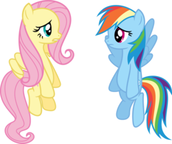 Size: 3556x2985 | Tagged: safe, artist:porygon2z, fluttershy, rainbow dash, g4, flying, high res, simple background, transparent background, vector