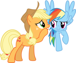 Size: 3523x2935 | Tagged: safe, artist:porygon2z, applejack, rainbow dash, g4, the crystal empire, high res, simple background, transparent background, vector, whispering
